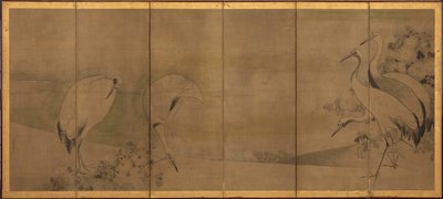 Cranes and chrysanthemums, Momoyama or Edo period by Sôtatsu