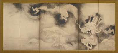 Dragons and Clouds, Momoyama or Edo Period by Sôtatsu