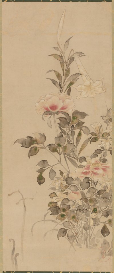 Peonies and Lilies by Sôtatsu