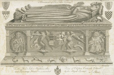 Clifton Campville Church - Vernon Monument (engraving) by Stebbing Shaw