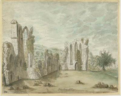 Croxden Abbey: Water Colour Painting by Stebbing Shaw