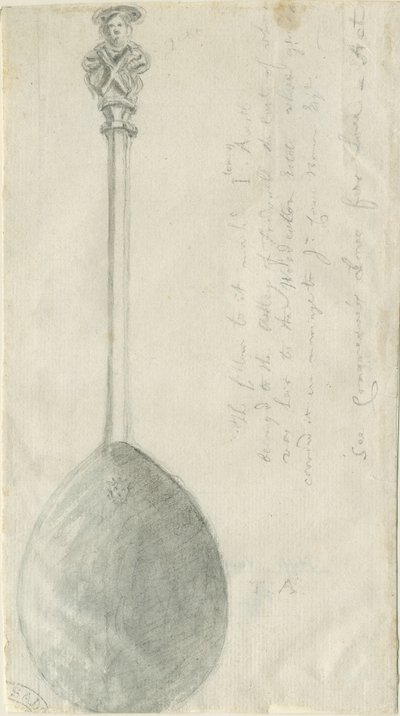 Apostle Spoon (pencil and wash drawing) by Stebbing Shaw
