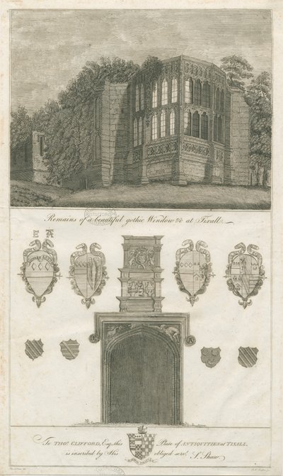Tixall Hall - Gothic Window and Heraldic Antiquities by Stebbing Shaw