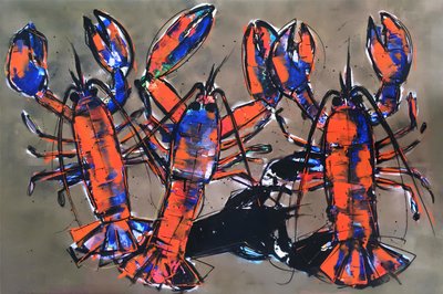 Colorful Lobsters Painting by Stefan Bammert