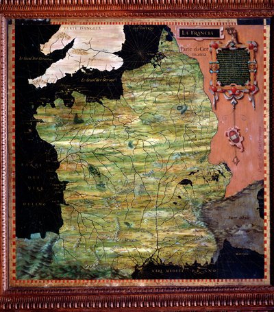 France Map made by Stefano Bonsignori (? -1589) Italian cosmographer and painter. Around 1581. Florence, Palazzo Vecchio, Sala del Mappamondo by Stefano Buonsignori