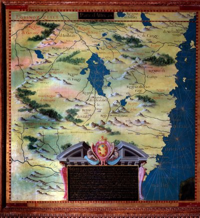 South Africa (Mozambique) Map made by Stefano Bonsignori (? -1589) Italian cosmographer and painter. Around 1581. Florence, Palazzo Vecchio, Sala del Mappamondo by Stefano Buonsignori