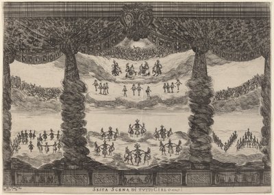 Sixth Scene of All Heaven by Stefano Della Bella after Alfonso Parigi II