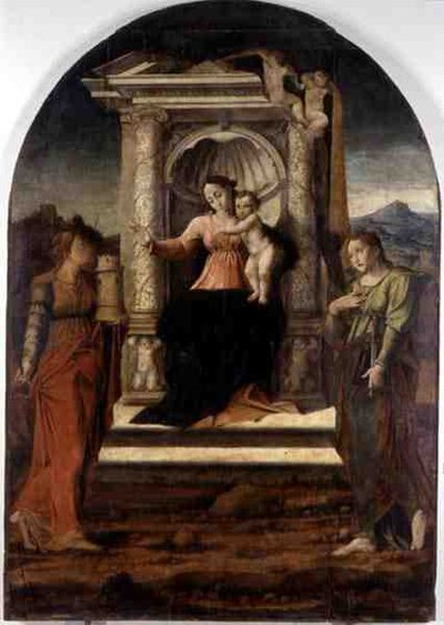 Madonna Enthroned with St. Barbara and St. Lucia by Stefano Giordano