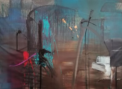 Abstract Teal Drips by Stefano Mazzolini