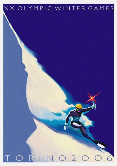 Official poster for the XX Olympic Winter Games in Turin by Stefano Riboli