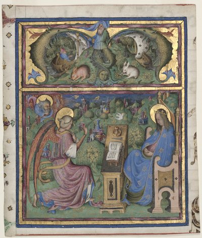 Initial M[issus est] Excised from an Antiphonary: The Annunciation by Stefano da Verona