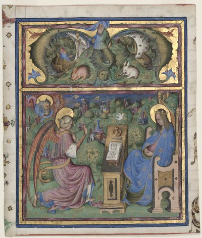 Initial M[issus est] Excised from an Antiphonary: The Annunciation by Stefano da Verona