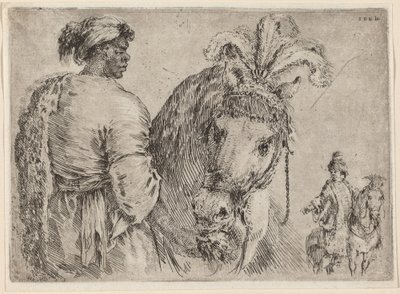 A Black Man Feeding a Horse, probably 1662 by Stefano della Bella