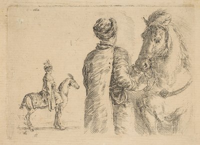 A Polish Groom, from the Back, Holding a Horse by the Bridle by Stefano della Bella