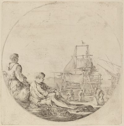 A Seated White Sailor and a Standing Black Sailor by Stefano della Bella
