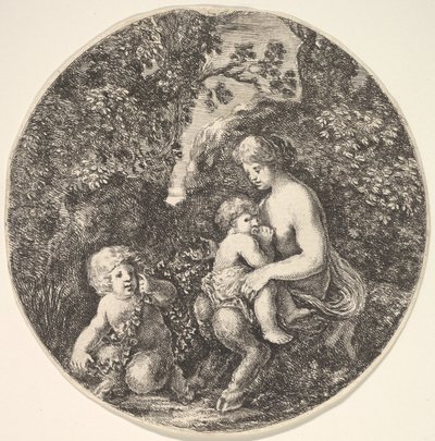 A Female Satyr Breastfeeding a Child by Stefano della Bella