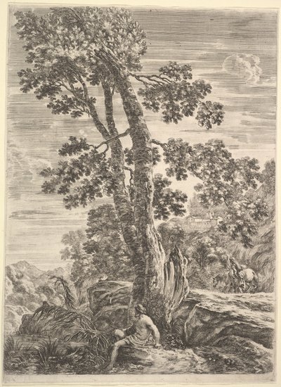 A Fisherman Leaning Against a Large Tree by Stefano della Bella