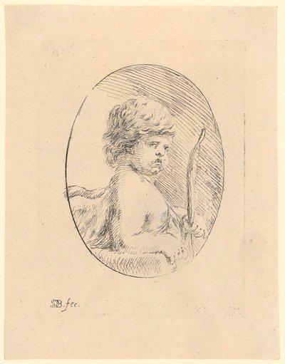 Cupid, Bust in Profile View to the Right with Three-Quarter Portrait by Stefano della Bella