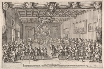 Banquet of the Piacevoli, Medici Coat of Arms at Top Center by Stefano della Bella