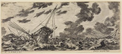 Loading of Various Ships (Various Embarkations): Three Galleys in a Storm by Stefano della Bella
