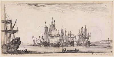Loading of Various Ships: Various Ships at the Roadstead by Stefano della Bella