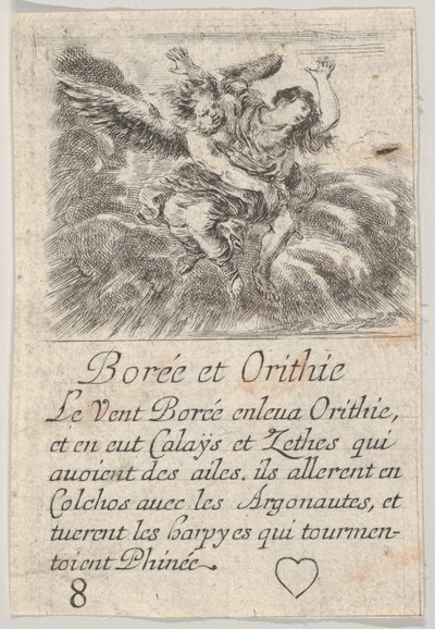 Boreas and Orithyia, from Game of Mythology by Stefano della Bella