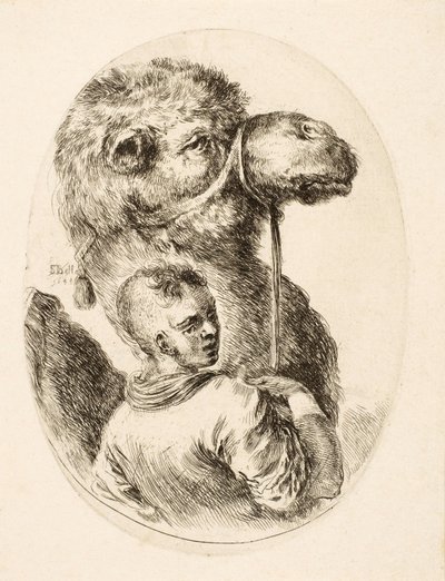 Boy holding a camel by the bridle, from Plusieurs Têtes Coiffées à la Persienne, pub. c. 1650 by Stefano della Bella