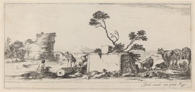 Campagna Scene with Artist Sketching by Stefano della Bella