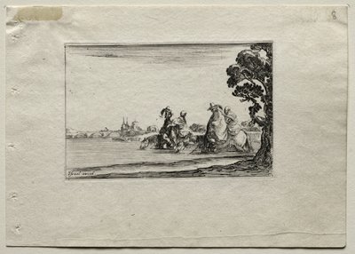 Caprices: Cavaliers Watering their Horses in a River by Stefano della Bella