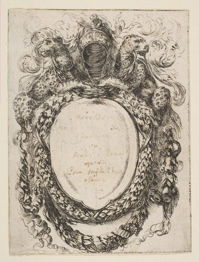 Cartouche Crowned by Helmet and Leopards, 1647 by Stefano della Bella