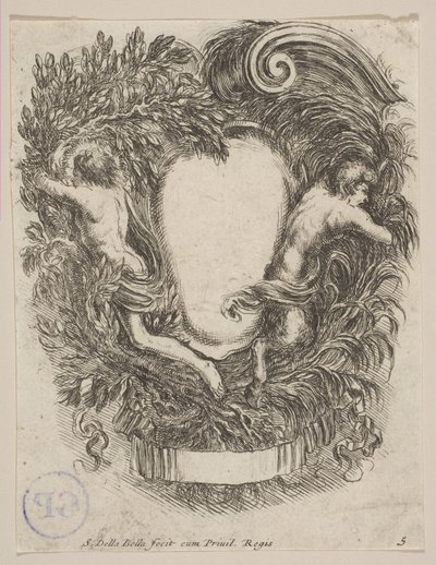 Cartouche Framed by Apollo and Pan by Stefano della Bella