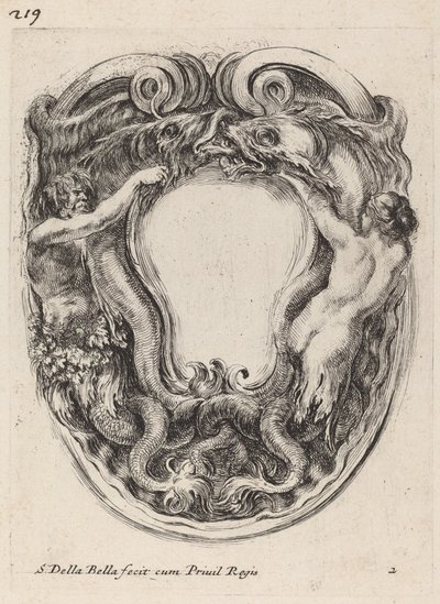 Cartouche Supported by Triton and Siren by Stefano della Bella