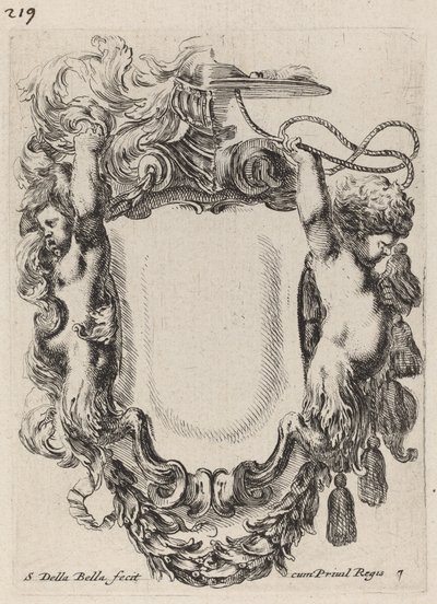 Cartouche with Infant Satyrs by Stefano della Bella