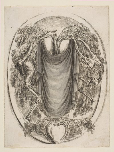 Cartouche with Skeletons, 1647 by Stefano della Bella