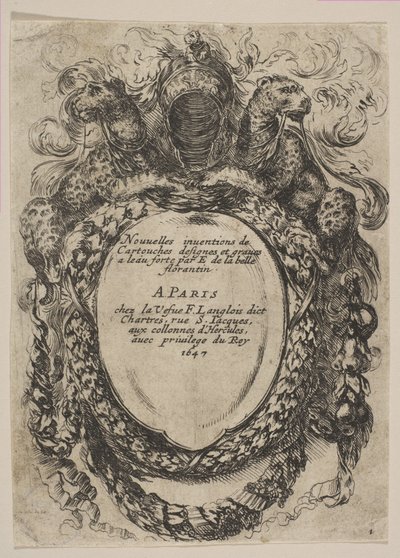 Cartouche with Title: Nouvelles inventions de Cartouches, 1647 by Stefano della Bella