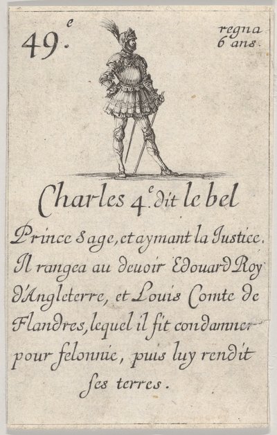 Charles IV, called the Fair, Wise Prince, from Game of the Kings of France, 1644 by Stefano della Bella