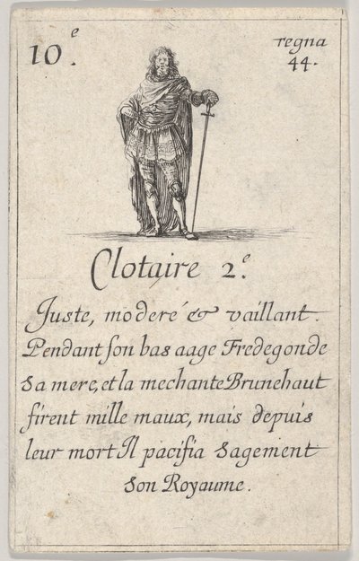 Clotaire II Juste, moderé..., from Game of the Kings of France by Stefano della Bella