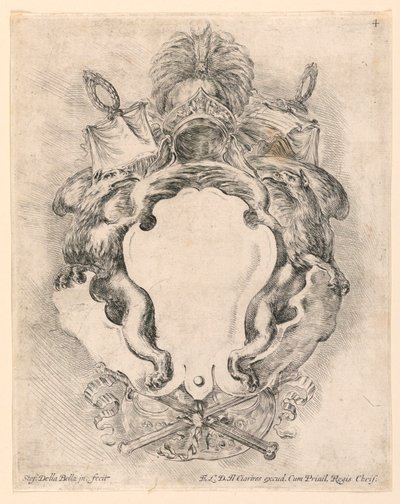 Escutcheon, No. 4 from "Raccolta di varii cappriccii et nove inventioni di cartelle et ornamenti" by Stefano della Bella