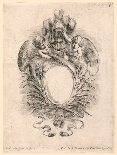 Escutcheon, No. 5 from "Raccolta di varii cappriccii et nove inventioni di cartelle et ornamenti" by Stefano della Bella