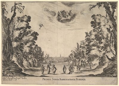 First Scene, in Florence, from The Marriage of the Gods, 1637 by Stefano della Bella