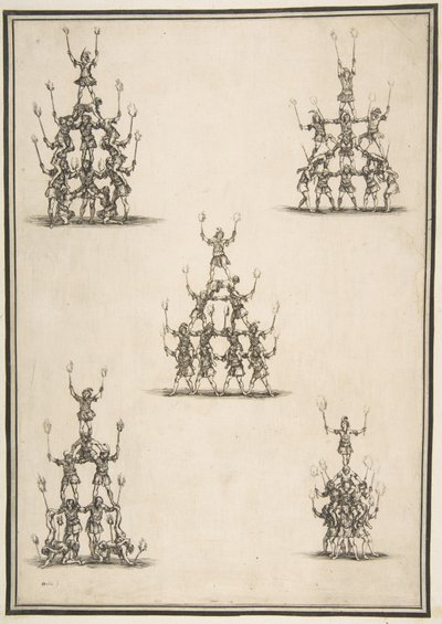 Five Groups of Acrobats by Stefano della Bella