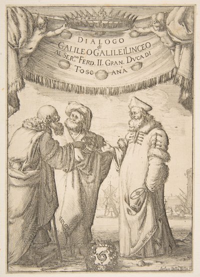 Frontispiece for Dialogo di Galileo Galilei by Stefano della Bella