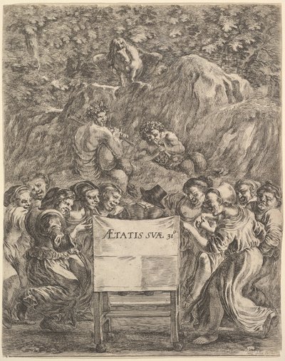 Frontispiece for The Works of Scarron, the Poet Sitting in a Chair, 1649 by Stefano della Bella
