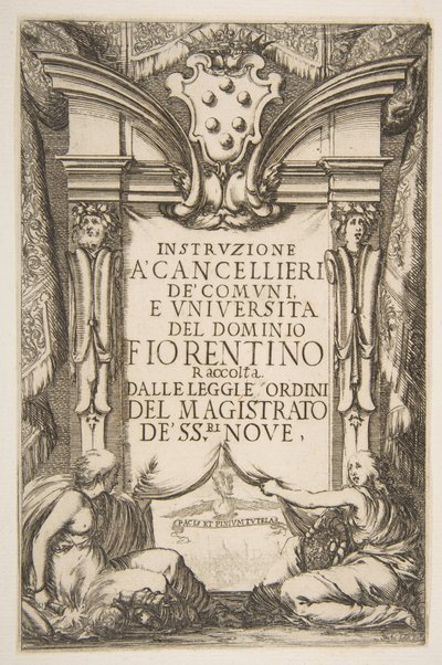 Frontispiece for the Instruzione a Cancellieri, 1635 by Stefano della Bella