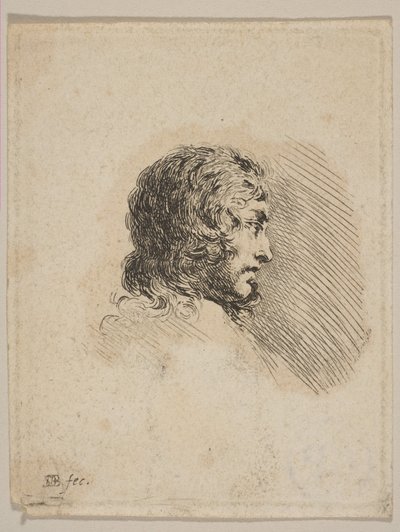Head of a young man in profile, from Various portraits Recueil de Diverses Pièces, ca. 1647 by Stefano della Bella