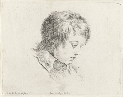 Head of a Young Man, Looking Down to the Right by Stefano della Bella