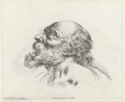 Head of a Bald Old Man with Beard, in Profile to the Left (possibly St. Peter) by Stefano della Bella