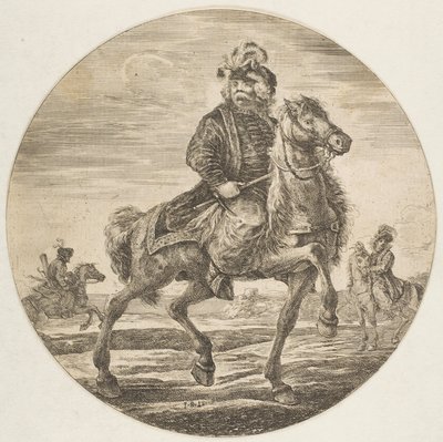 Hungarian Horseman Riding Towards the Right by Stefano della Bella