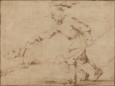 Huntsman with a Hound on a Leash by Stefano della Bella