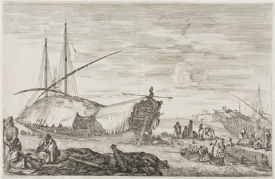 La galère dont le pont est couvert de voiles by Stefano della Bella
